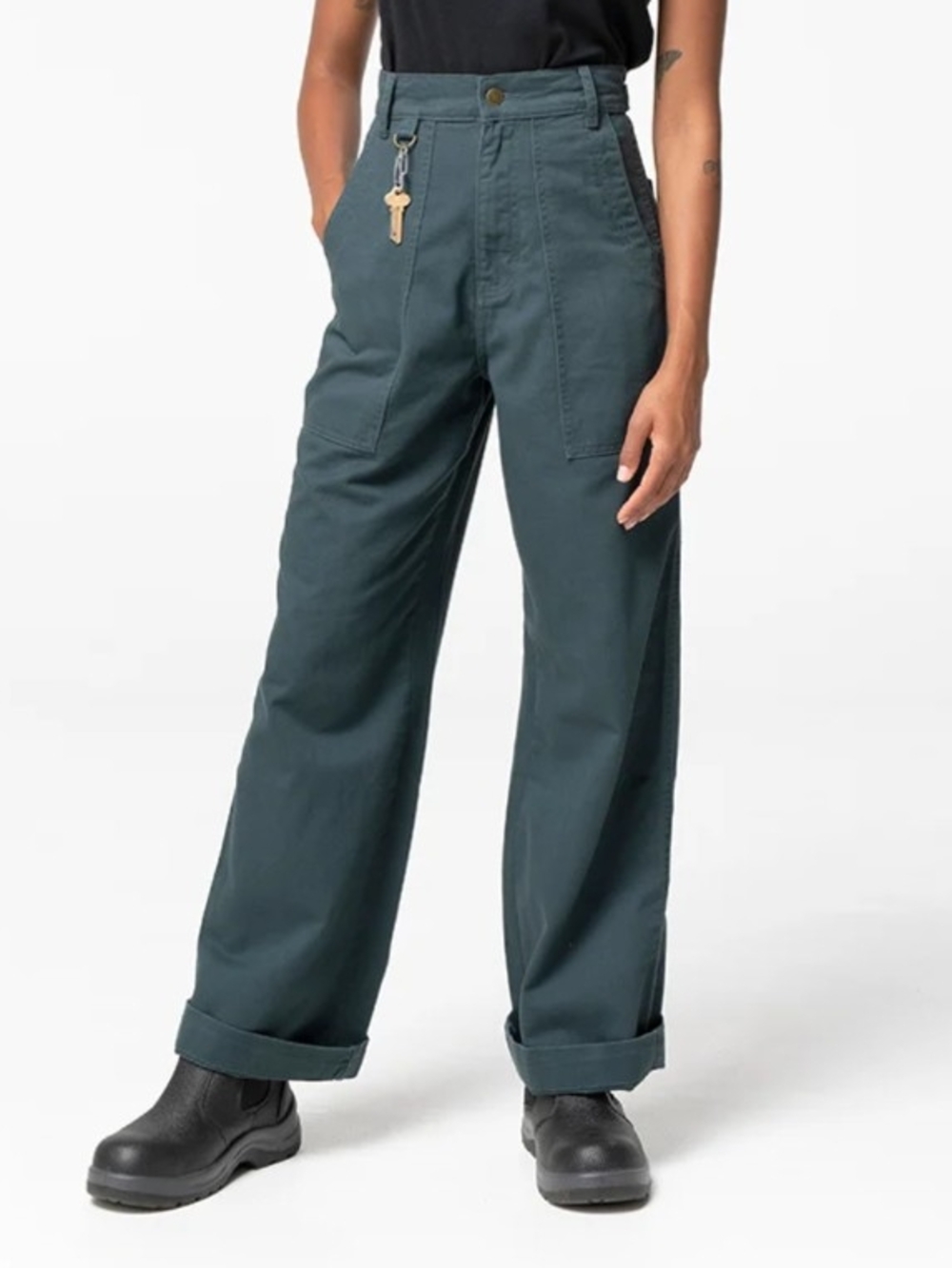 High-Waist Wide-Leg Utility Pants
